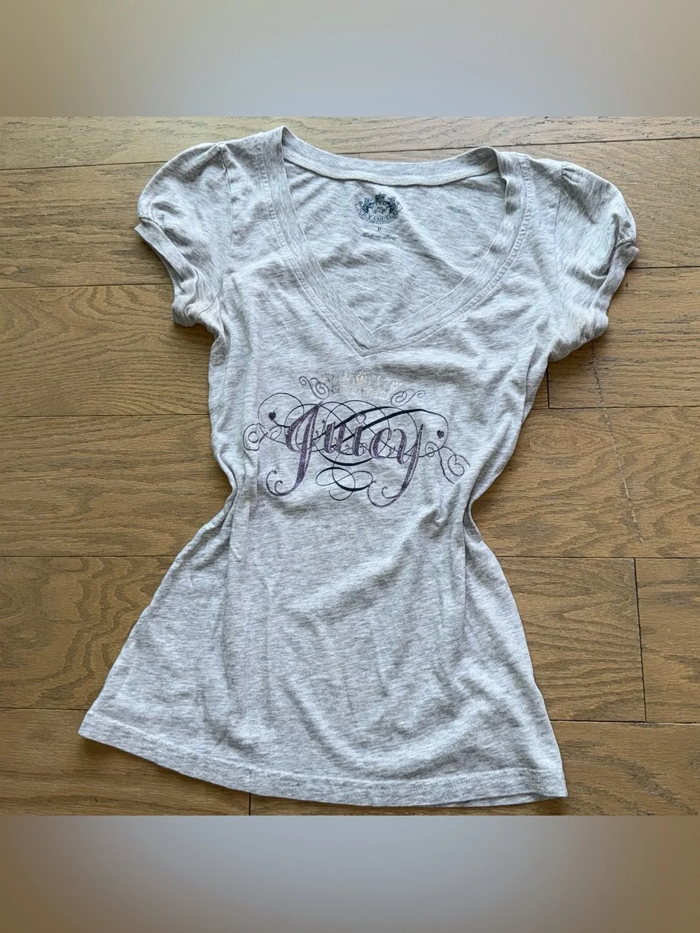 Sparkly gray & purple Juicy Couture tee - Picture 1 of 7